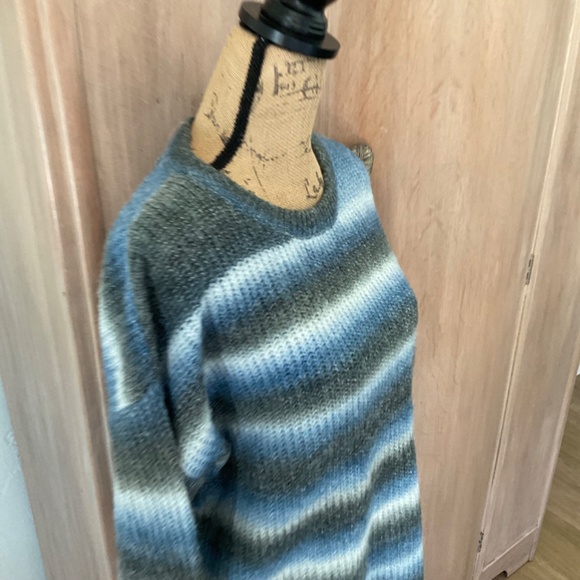 NWT Belle Belldini striped sweater wool blend ombré blue gray nautical boho L - Picture 13 of 16